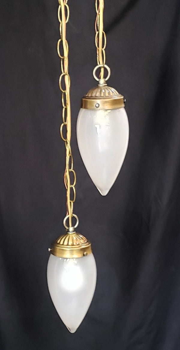 Double Pendant Fixture with Frosted Bullet Shades & Long Tiered Chains GA9873