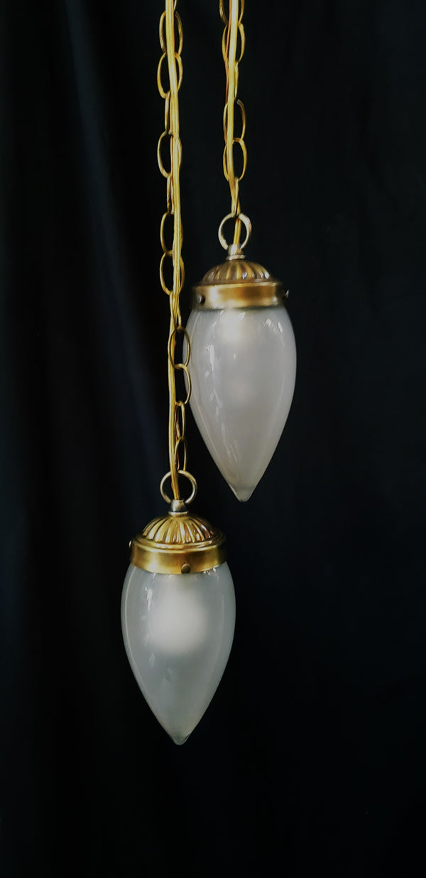 Double Pendant Fixture with Frosted Bullet Shades & Long Tiered Chains GA9873