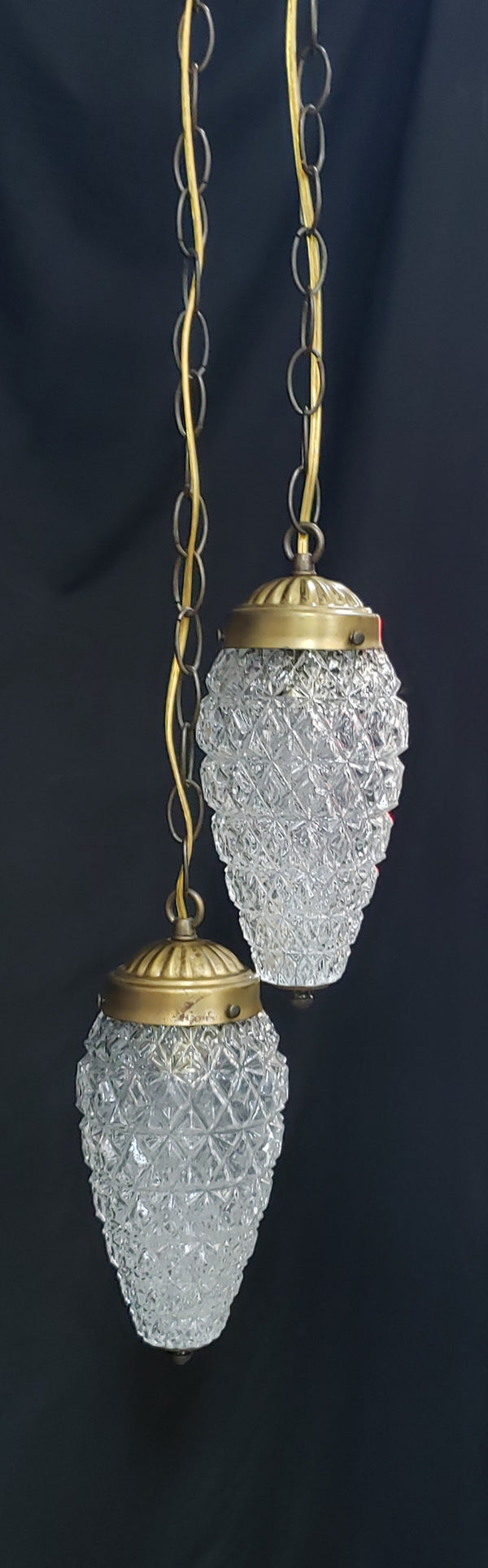 Double Pendant Fixture with Diamond Cut Bullet Shades & Tiered Chains GA9874