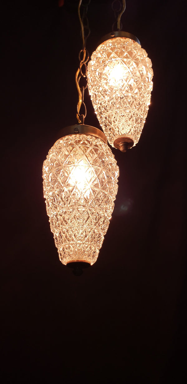 Double Pendant Fixture with Diamond Cut Bullet Shades & Tiered Chains GA9874