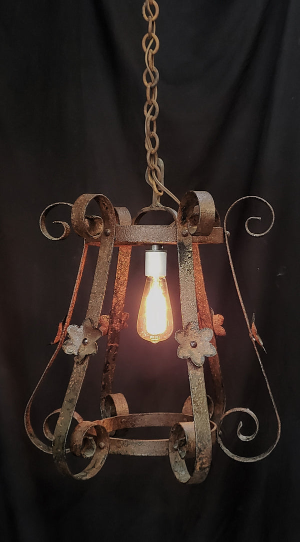 Reclaimed Hand Crafted Wrought Iron Pendant Light 18 1/2" x 22" GA530