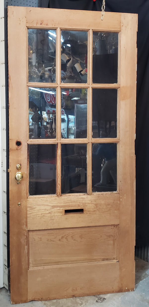 Restored 9 Pane  Exterior Door with Hardware 35 5/8" x 79 1/2" T GA9878