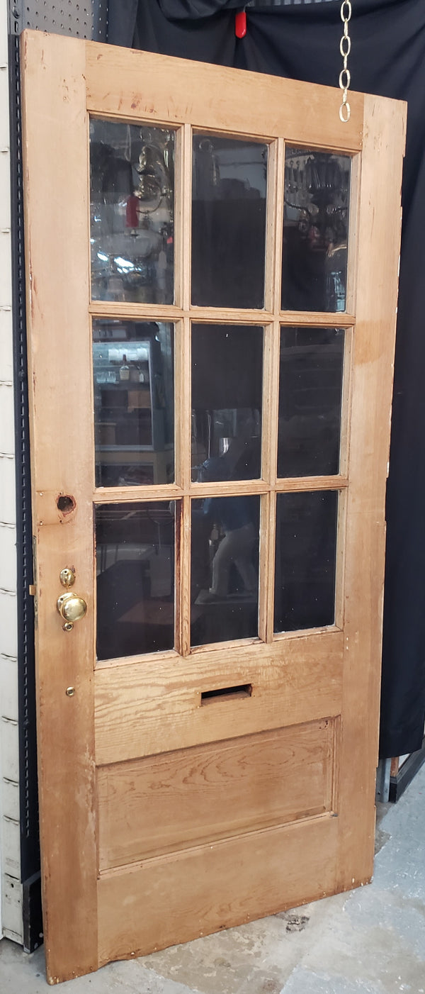 Restored 9 Pane  Exterior Door with Hardware 35 5/8" x 79 1/2" T GA9878