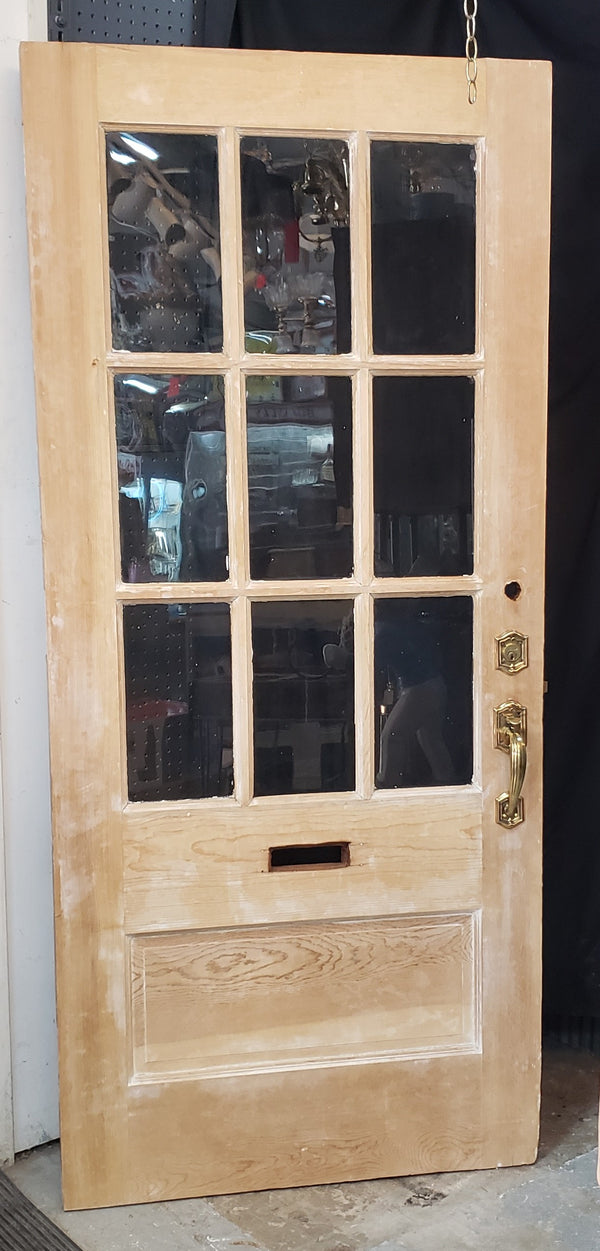 Restored 9 Pane  Exterior Door with Hardware 35 5/8" x 79 1/2" T GA9878