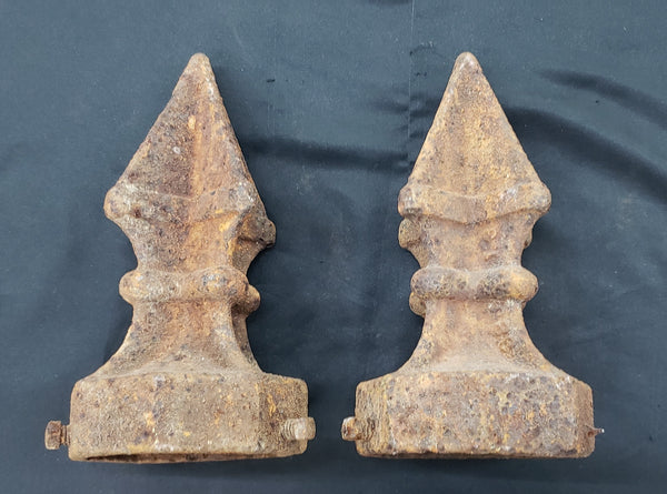 Pair of Vintage Cast Iron Gas Station Sign Pole Finials  7 1/2" x 4" GA9883