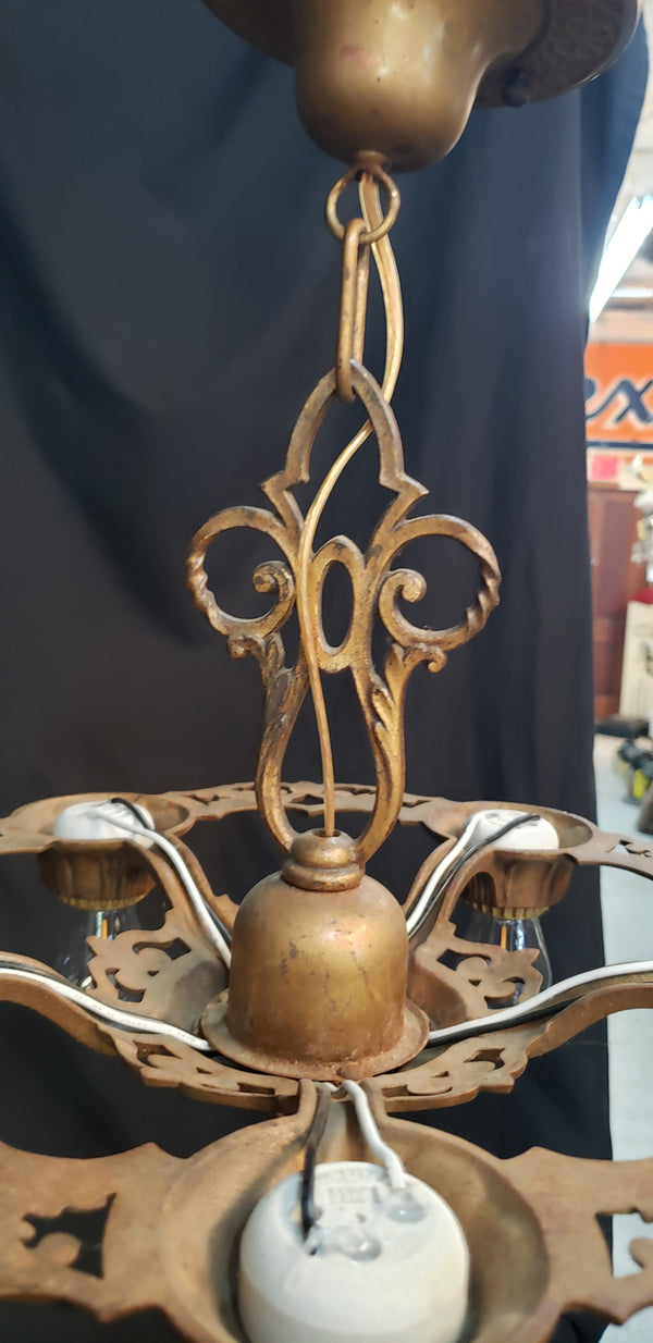 Restored Ornate Art Nouveau Cast Iron 5 Light Chandelier 16" GS00001