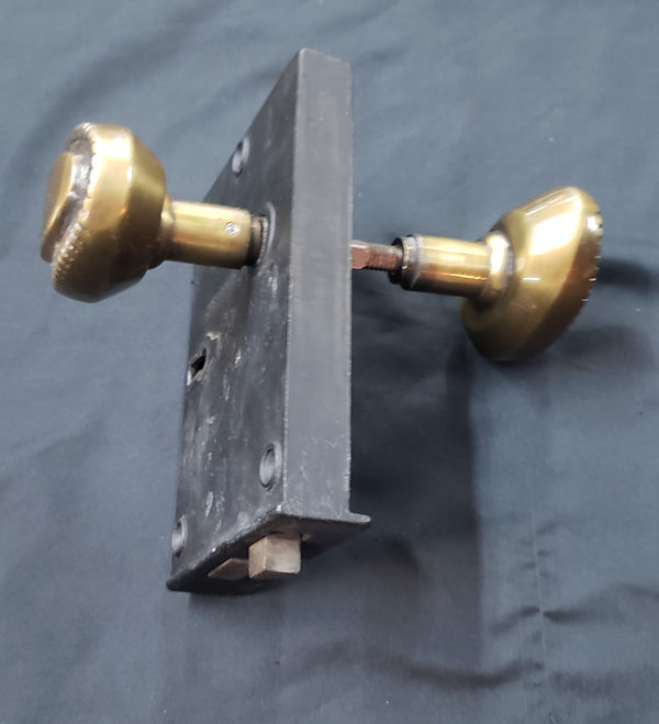 Right Side Rim Lock set with Keeper & Knobs  5 7/8" x 4" GS00004