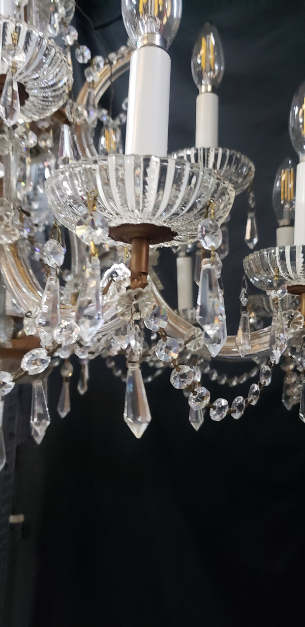 15 Light Chandelier with Faceted Crystal Prisms 29" x 33" GS00003