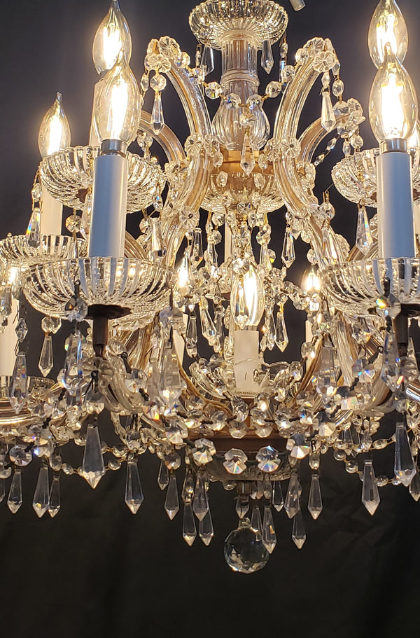 15 Light Chandelier with Faceted Crystal Prisms 29" x 33" GS00003