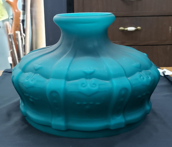 Reproduction Matte Teal & White Cased Aladdin Lamp Shade 9 3/4" Fitter GS00013