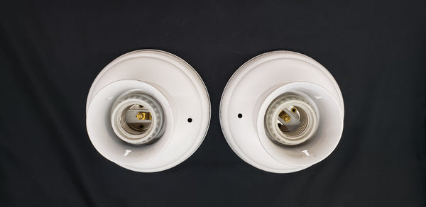 Pair of Restored Vintage Single Bulb Flush Mount Ceiling Fixtures GS00017