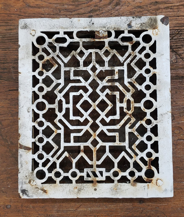 Cast Iron Geometric Floor Register Salvaged from Washington D. C. Church GS00031