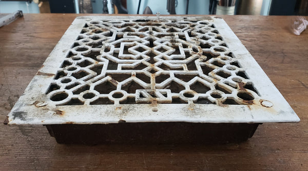 Cast Iron Geometric Floor Register Salvaged from Washington D. C. Church GS00031