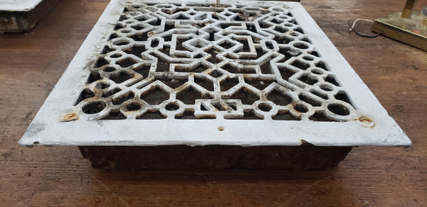 Cast Iron Geometric Floor Register Salvaged from Washington D. C. Church GS00032