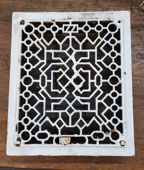 Cast Iron Geometric Floor Register Salvaged from Washington D. C. Church GS00034