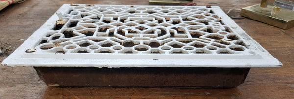 Cast Iron Geometric Floor Register Salvaged from Washington D. C. Church GS00034