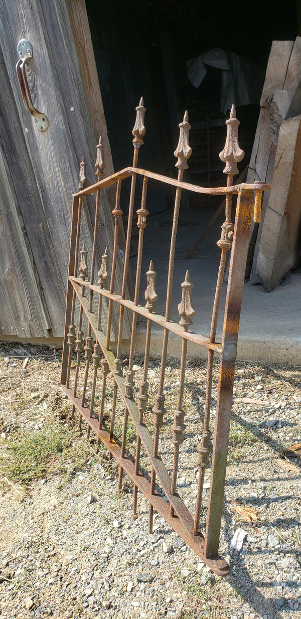 Late 1800's Wrought Iron Gate Panel with Arrow Finials 40" W x 39 1/2" T GS00049