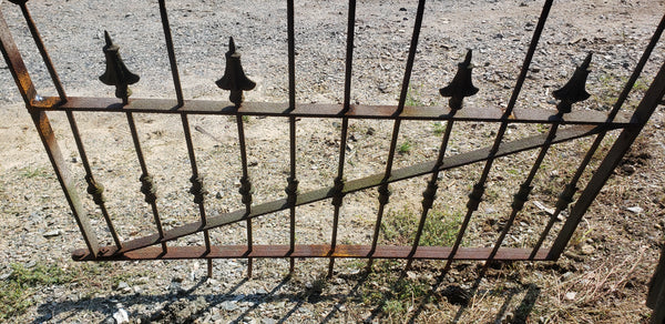 Late 1800's Wrought Iron Gate Panel with Arrow Finials 40" W x 39 1/2" T GS00049