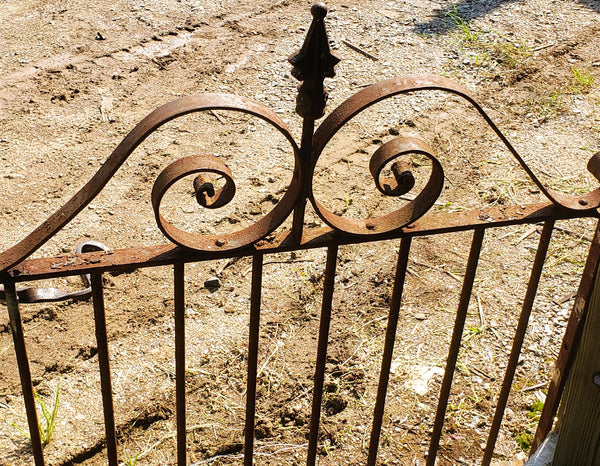 Wrought Iron Gate Panel with Scroll Top & Side Latch 34 1/2" W x 34" T GS00050