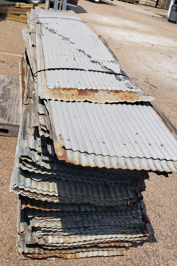 Salvaged Corrugated 10-V Tin Roofing Panels 2 Foot x 12 Foot GS00062