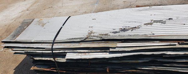 Salvaged Corrugated 10-V Tin Roofing Panels 2 Foot x 12 Foot GS00062