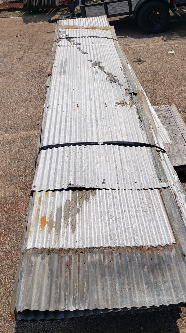 Salvaged Corrugated 10-V Tin Roofing Panels 2 Foot x 12 Foot GS00062