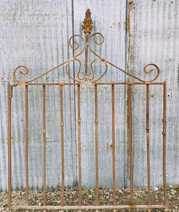 Wrought Iron Gate with Ornate Top & Side Pull 34 3/4" W x 46 1/2" T GS00068