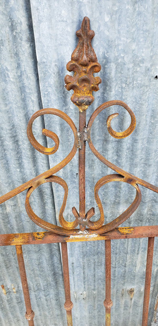 Wrought Iron Gate with Ornate Top & Side Pull 34 3/4" W x 46 1/2" T GS00068