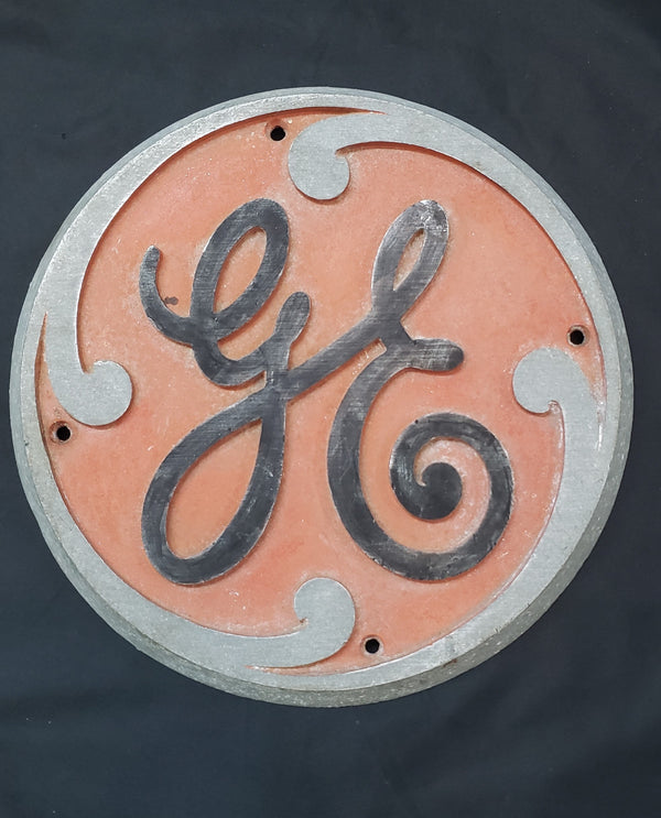 Vintage "G.E." General Electric Cast Aluminum Building Plaque 10" GS00095