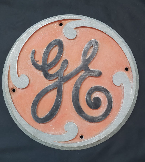 Vintage "G.E." General Electric Cast Aluminum Building Plaque 10" GS00095