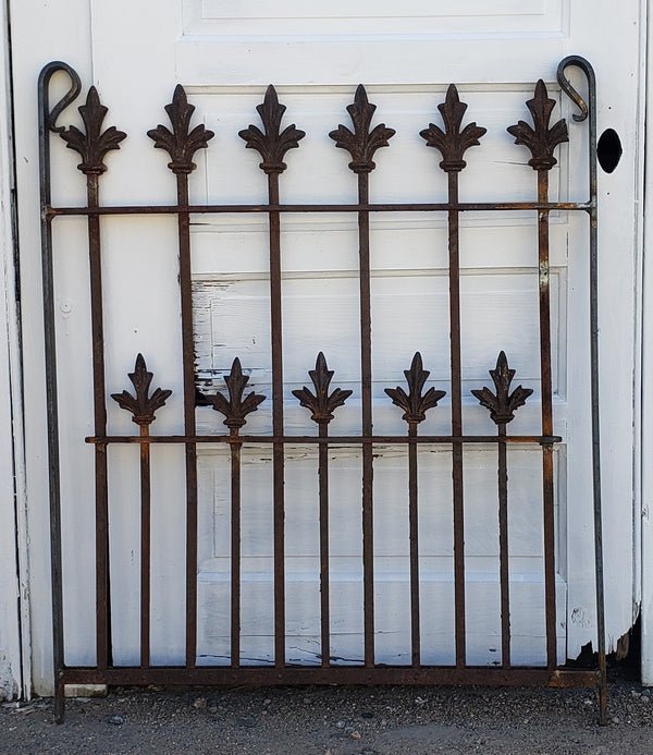 Ornate Wrought Iron Gate w/ Fleur de lis Finials 36 5/8" W x 43 3/4" T GS00108