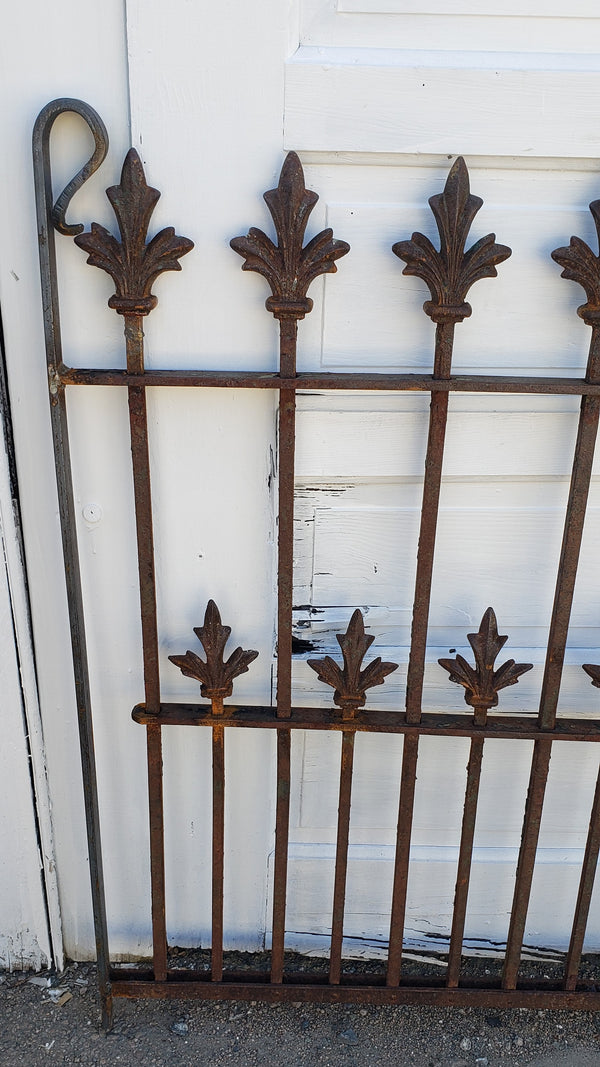 Ornate Wrought Iron Gate w/ Fleur de lis Finials 36 5/8" W x 43 3/4" T GS00108