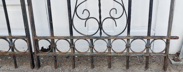 Pair of Unique Wrought Iron Gates w/ Flame Tip Finials 39" W x 791/2" T GS00111