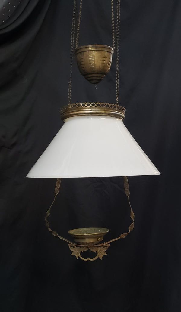 Victorian Hanging Oil Lamp with Milk White Shade GS00116