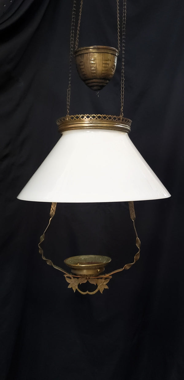 Victorian Hanging Oil Lamp with Milk White Shade GS00116