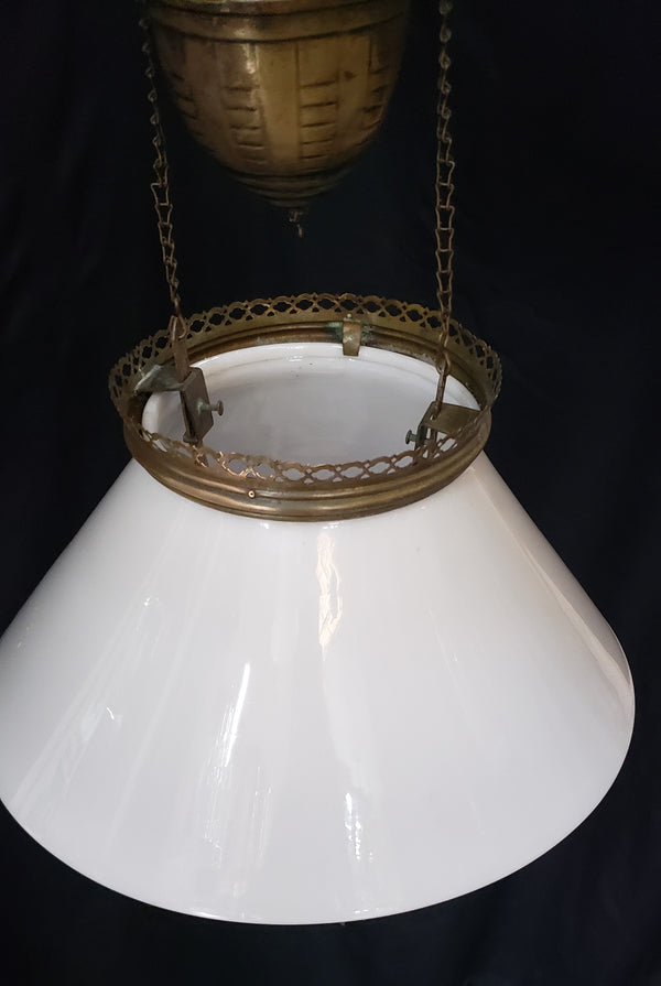 Victorian Hanging Oil Lamp with Milk White Shade GS00116