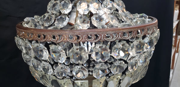 Pair of Matching Large & Small Faceted Crystal Prism Chandeliers GS00130