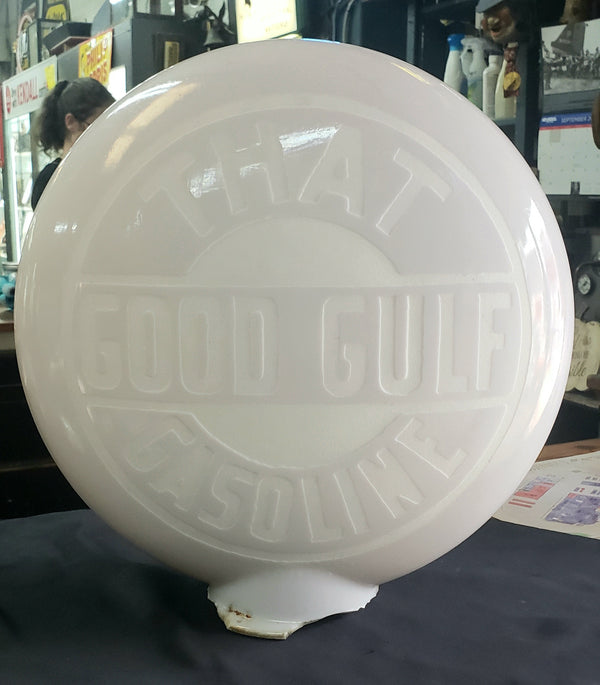 1930's That Good Gulf Gas & Oil Gas Pump Globe Sign 16 1/2" x 7"  GS00167