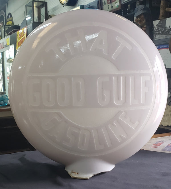 1930's That Good Gulf Gas & Oil Gas Pump Globe Sign 16 1/2" x 7"  GS00167