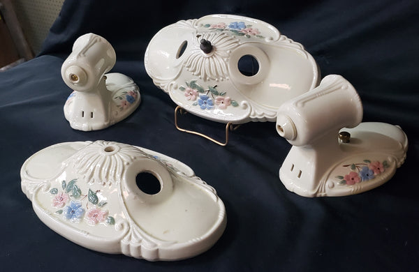 4 Piece Porcelain Sconce Set Includes 2 Bases and 2 Restored GS00182