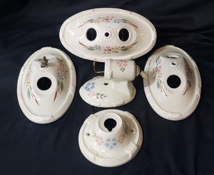 5 Piece Porcelain Sconce Set Includes 4 Bases and 1 Restored GS00183