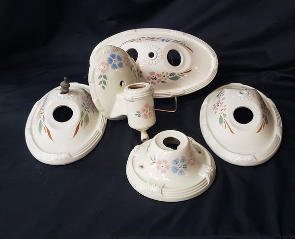 5 Piece Porcelain Sconce Set Includes 4 Bases and 1 Restored GS00183