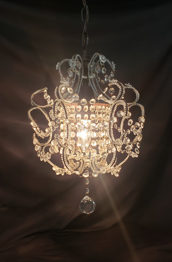 Petite Ornate Crystal Prism Pendant Chandelier 12" x 18" GS00191