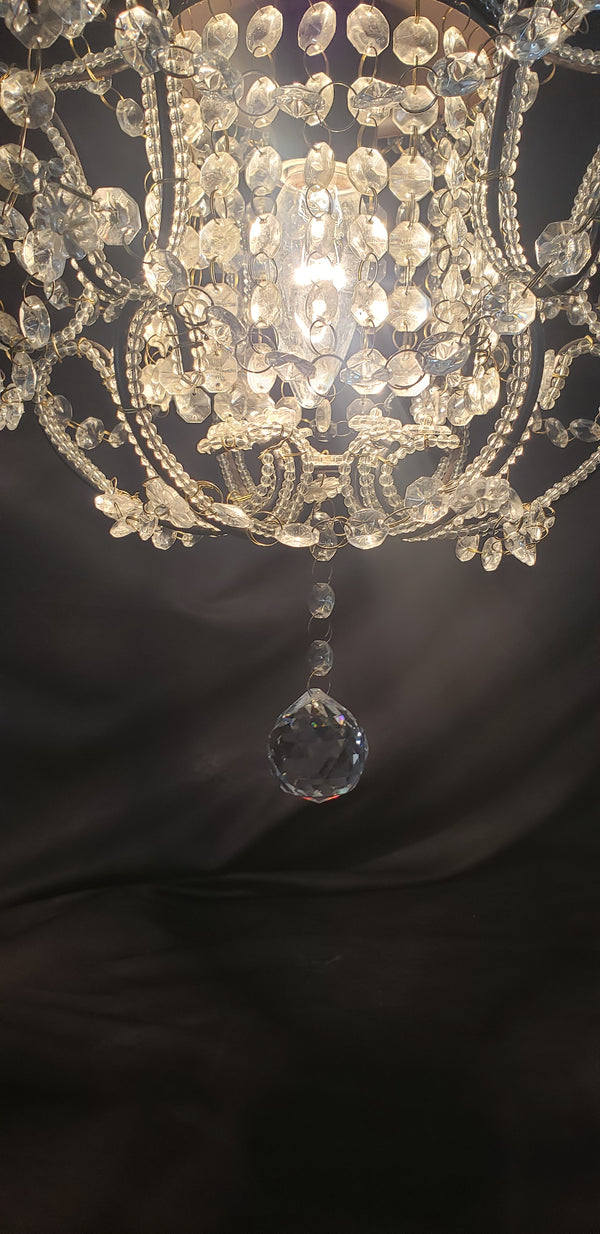 Petite Ornate Crystal Prism Pendant Chandelier 12" x 18" GS00191