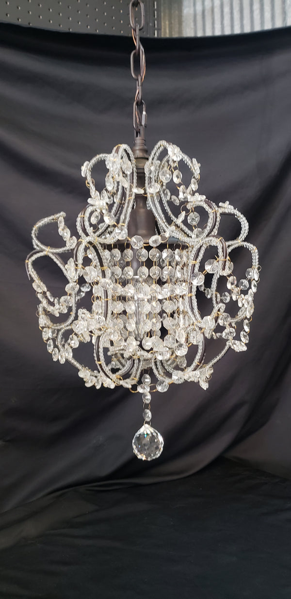 Petite Ornate Crystal Prism Pendant Chandelier 12" x 18" GS00191