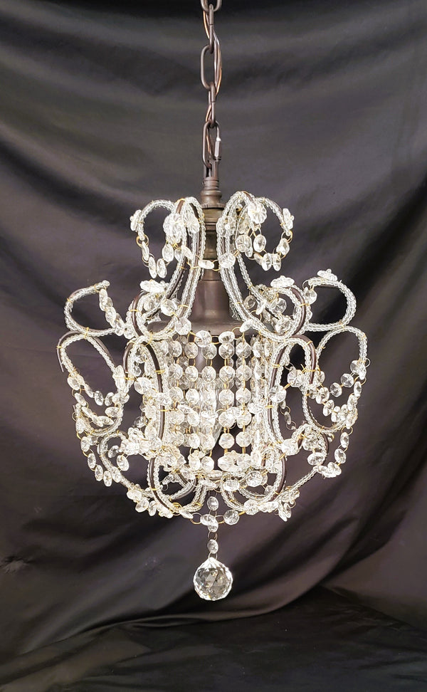 Petite Ornate Crystal Prism Pendant Chandelier 12" x 18" GS00191