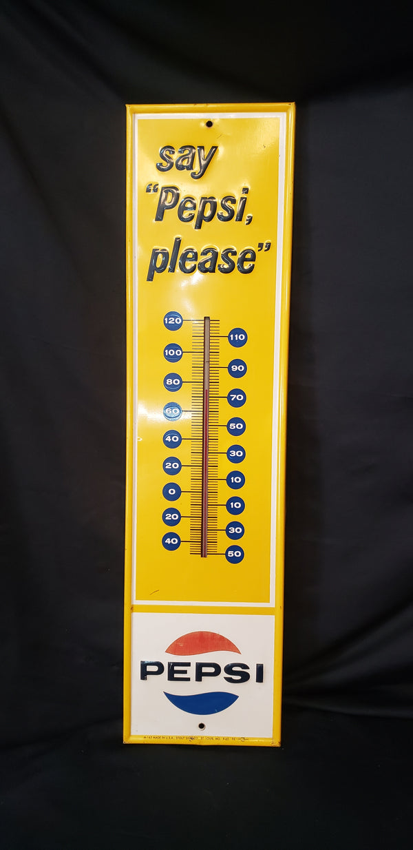 1960's "Say Pepsi Please" Wall Thermometer 28" x 7" GS00193