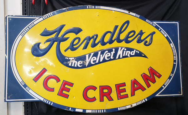 Vintage Hendlers "The Velvet Kind" Ice Cream Sign 51 3/4" x 31 1/2" GS00195