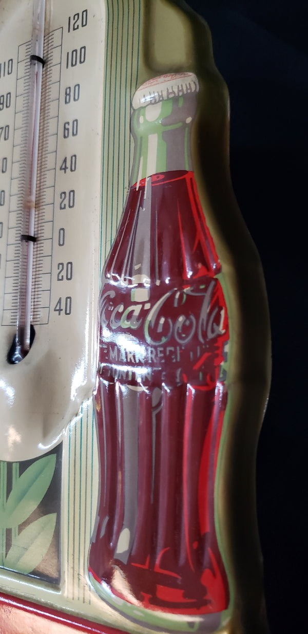 Rare 1941 Art Deco Double Bottle Coca Cola  Wall Thermometer 16" x 7" GS00198