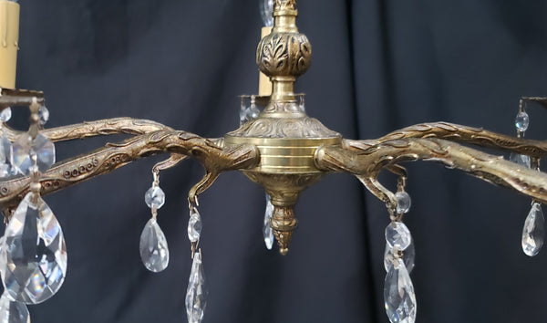 Restored 5 Light Brass & Crystal Chandelier From Spain 20" x 15"  GS00203